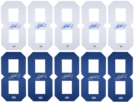Lot of (10) Troy Aikman Autographed Jersey #8 Numbers - Blue & White (PSA/DNA)